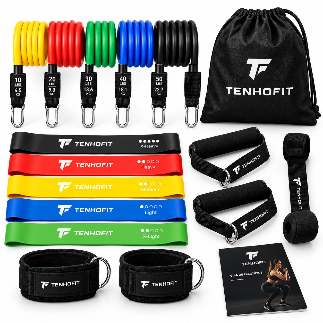 Kit de Bandas de Resistência TENHOFIT – 17 Peças